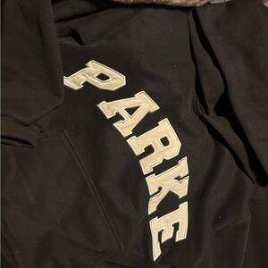PARKE Black Hoodie with White Lettering